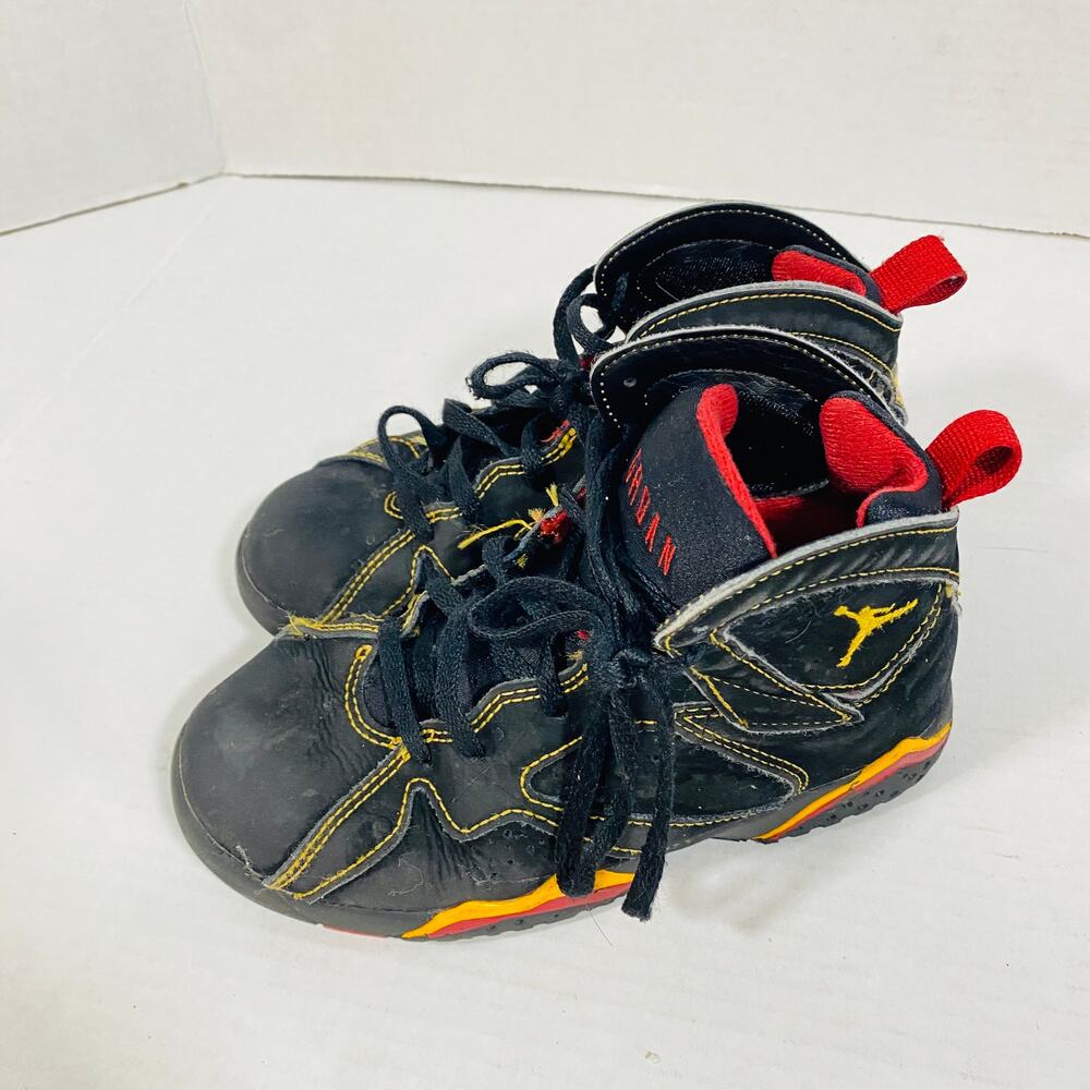 Nike Jordan 7 Retro Citrus Black Red Little Kid High Top Sneaker Sz 13C